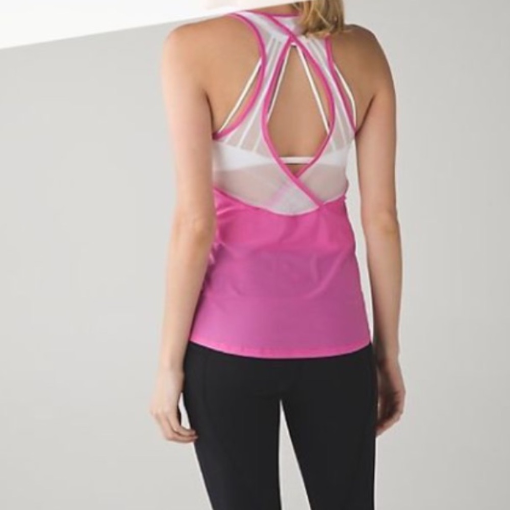 Lululemon Pink And White Mesh Tank. - image 2